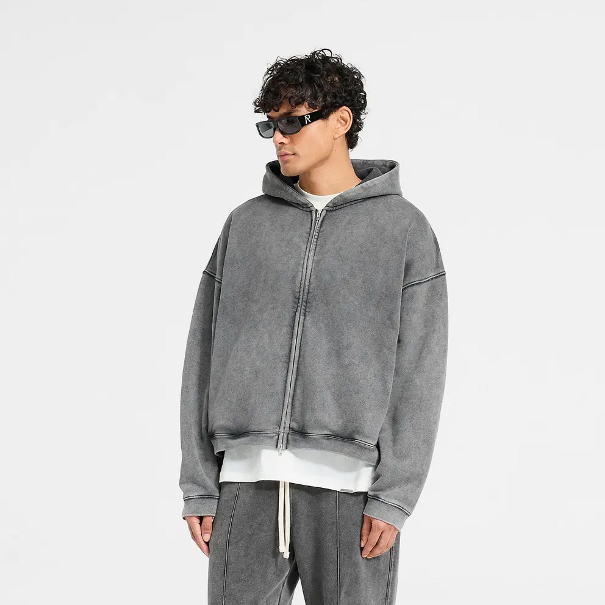 Initial Boxy Zip Through Hoodie